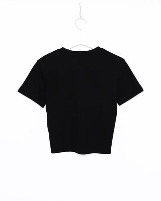 Cubic Lettering Semi-Cropped Half T-Shirt