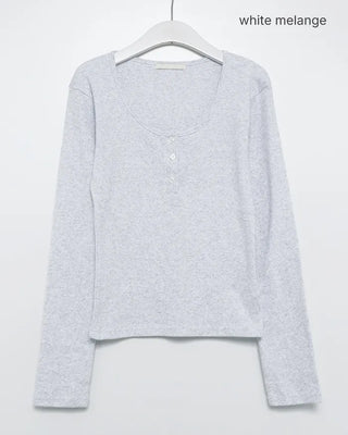 Oblong Henley Neck Mixed Perforated Cut and Sewn