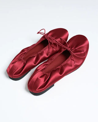Satin gathered heel flat shoes
