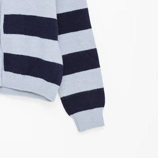 Round neck two-tone cardigan