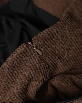 Belted corduroy pleated mini skirt