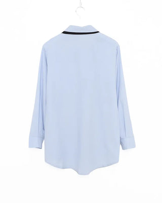 Tie-set loose-fit shirt blouse