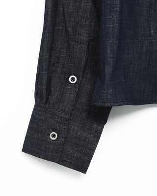 Cropped rivet denim long shirt