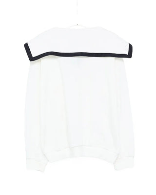 Sailor collar slit button sweatshirt