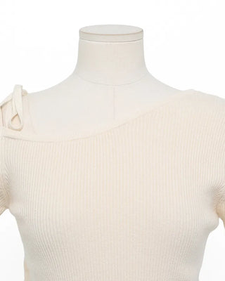 Asymmetrical Ribbon One-Shoulder Knit