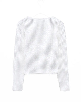 Jewel Neck String Dot Long T-Shirt