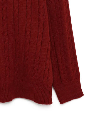 Cable knit oversized V-neck sweater