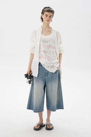 [MASONPRINCE] Breathable Linen Raw Edge Oversized Shirt