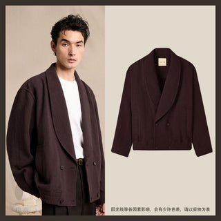 [CULTUM] Cotton Linen Blend Shawl Collar Jacket