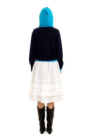[Moromoro2] Patchwork Distressed Layered Hooded  Sweater