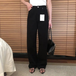 Classic Mu Straight Wide Denim Pants (Black)