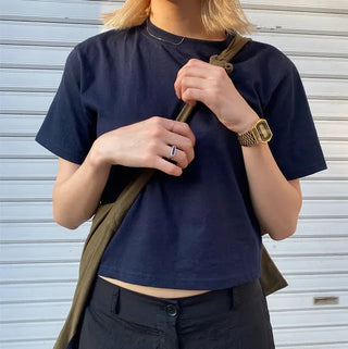 Colored cropped short-sleeved T-shirt