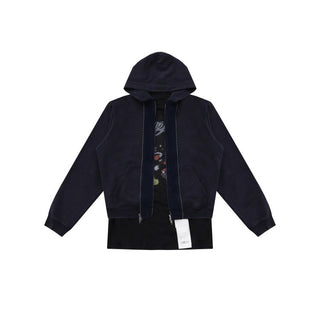 [MASONPRINCE] Bear Print Layered Zip-Up Hoodie