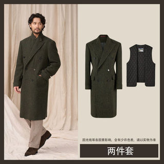 [CULTUM] Heavyweight Wool Herringbone Polo Coat
