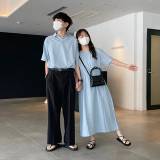 ex linen strap short-sleeved dress