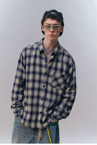 [Monterest] Oversized Yarn-Dyed Plaid Shirt
