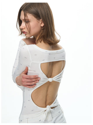 [NECY] Ribbon Allover Cutout Knot T