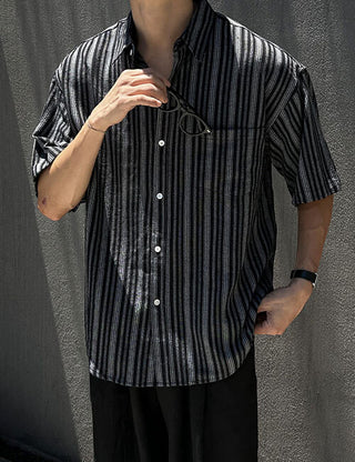 Ant Linen Striped Short Sleeve Shirt (2 colors)