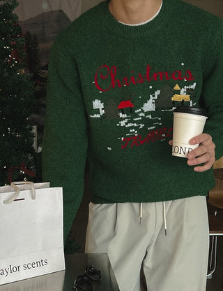 Christmas Embroidered Heavy Knit (4 colors, M~L)