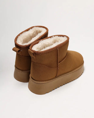 Inner fleece ankle-cut high-sole sheepskin boots
