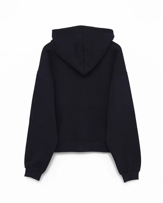 (Unisex) Lettering Double Zip Fleece-Lined Hoodie