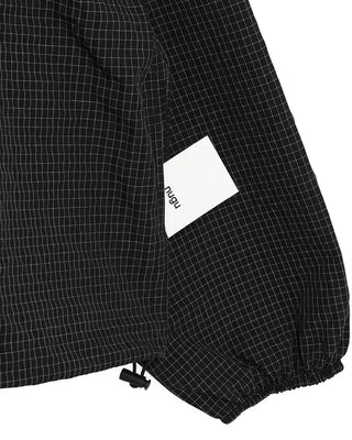 (Unisex) Fluff Check Double Zip Hooded Windbreaker