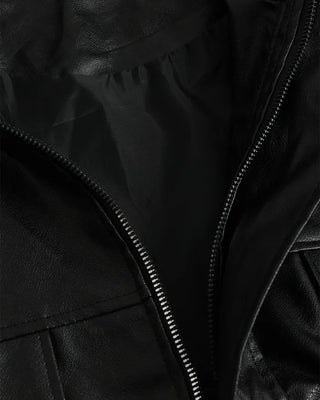 High-neck leather jacket