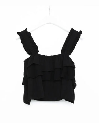 Tiered Sleeveless Banding Pants Set