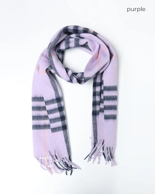 Checked wool blend scarf