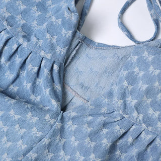 Ribbon denim bustier