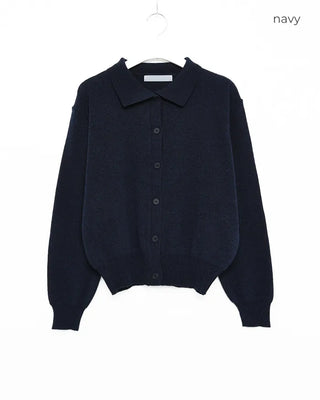 Colored neck knit cardigan