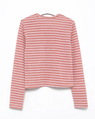 Round piping neck striped knit