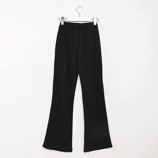 Side-studded ribbed knit easy pants