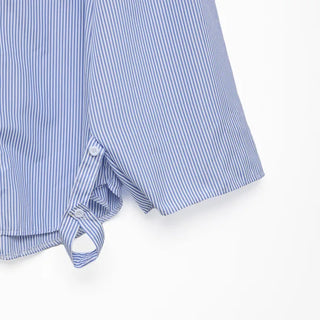 Puff-sleeve striped blouse
