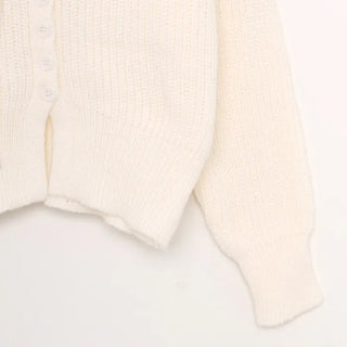 Cropped knit hoodie cardigan