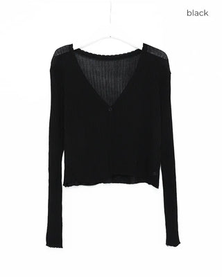 See-through ribbed cardigan