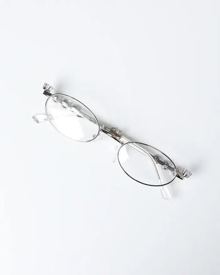 Cubic round-shaped metal frame glasses