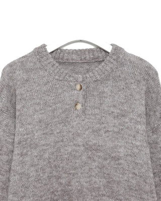Henley neck round long knit