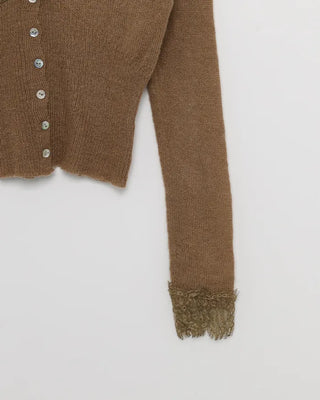 Lace-point V-neck cardigan