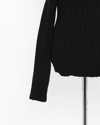 Ribbed wrap off-shoulder knit