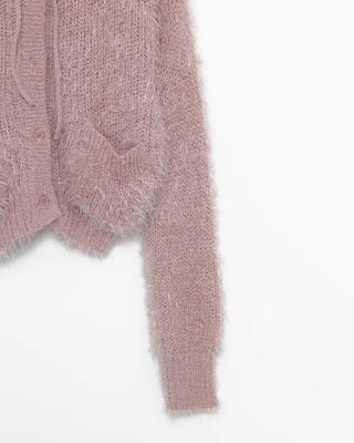 Hairy Knit Drop Shoulder Hoodie