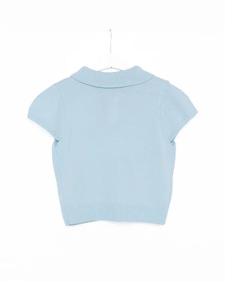Two-button collar short-sleeved knit