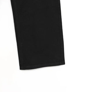 Wide-leg denim pants with elastic waistband