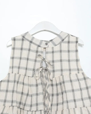 Back ribbon check sleeveless top