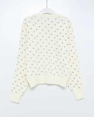 Floral print round neck cardigan