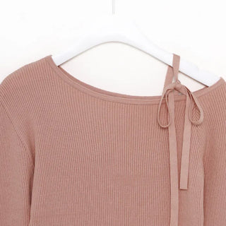 Asymmetrical Ribbon Knit T-Shirt