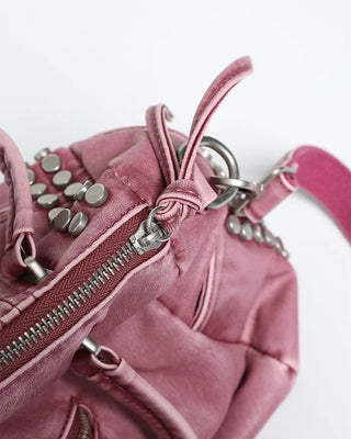Block stitch double stud 2-way Boston bag