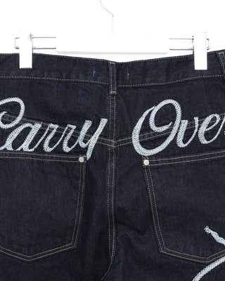 (Unisex) Back Embroidery Denim Pants