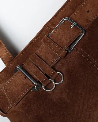 Suede buckle shoulder bag