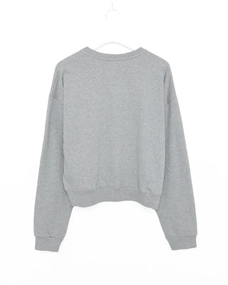 Semi-cropped V-neck sweatshirt